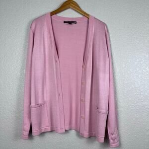 Vtg Linda Allard Ellen Tracy Womens Cardigan Large Silk Pink Lightweight Beach‎